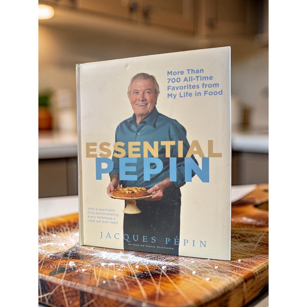 Signed Jacques Pepin Essential Pepin Cookbook 2011 Hardcover w DVD